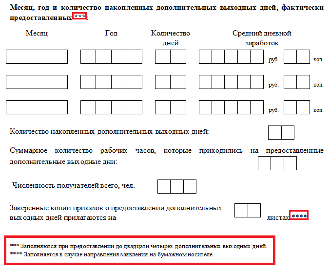 Новая форма заявления для возмещения оплаты дней для ухода за ребёнком-инвалидом