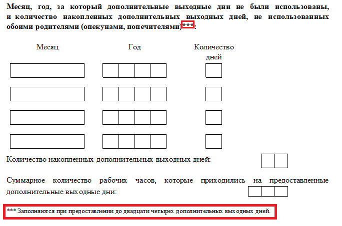 Новая форма заявления для возмещения оплаты дней для ухода за ребёнком-инвалидом